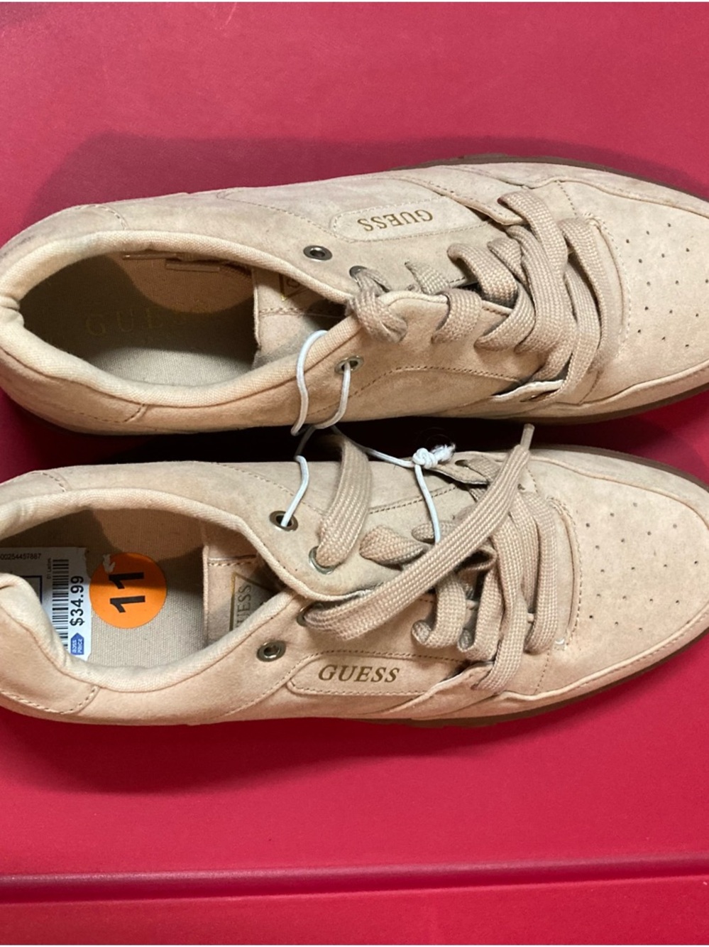 Guess Beige Suede Low-Top Sneakers